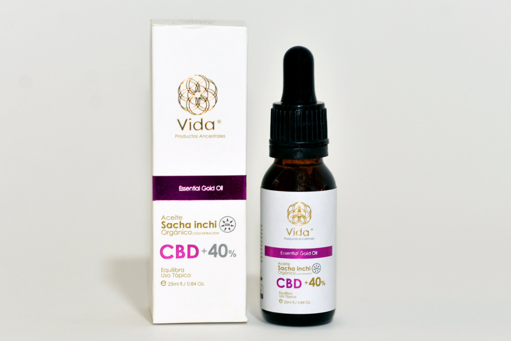 Vida Day Oil 40% with CBD and Organic Sacha Inchi in Amber Glass Bottle – Vida Ancestral Products