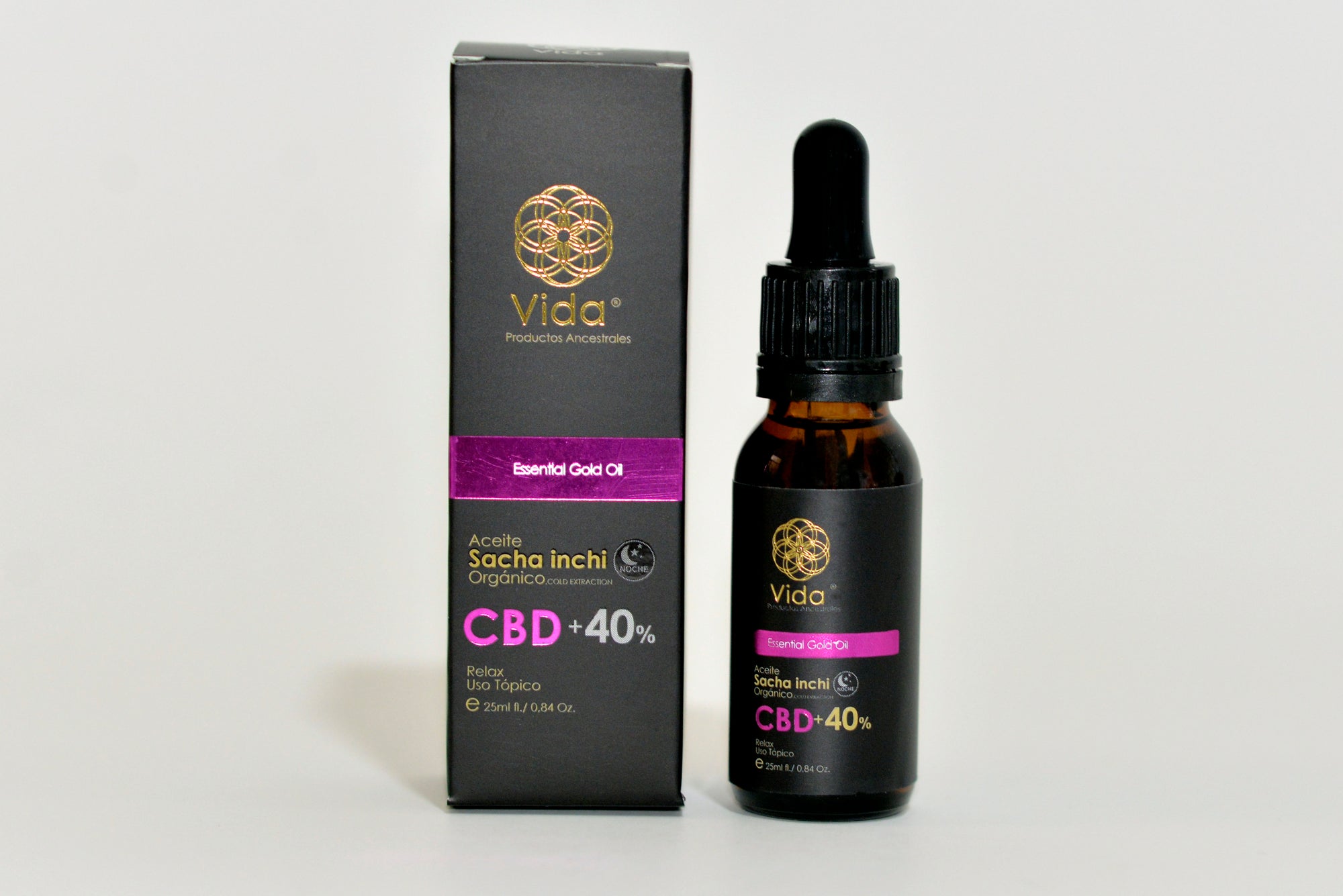 Vida Night Oil 40% with CBD and Organic Sacha Inchi in Amber Glass Bottle – Vida Productos Ancestrales
