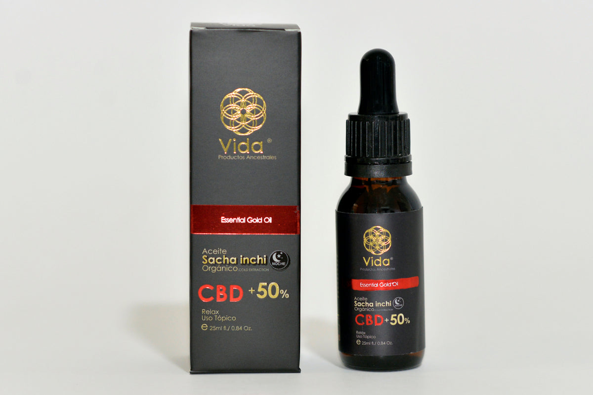 Vida Night Oil 50% with CBD and Organic Sacha Inchi in Amber Glass Bottle – Vida Productos Ancestrales